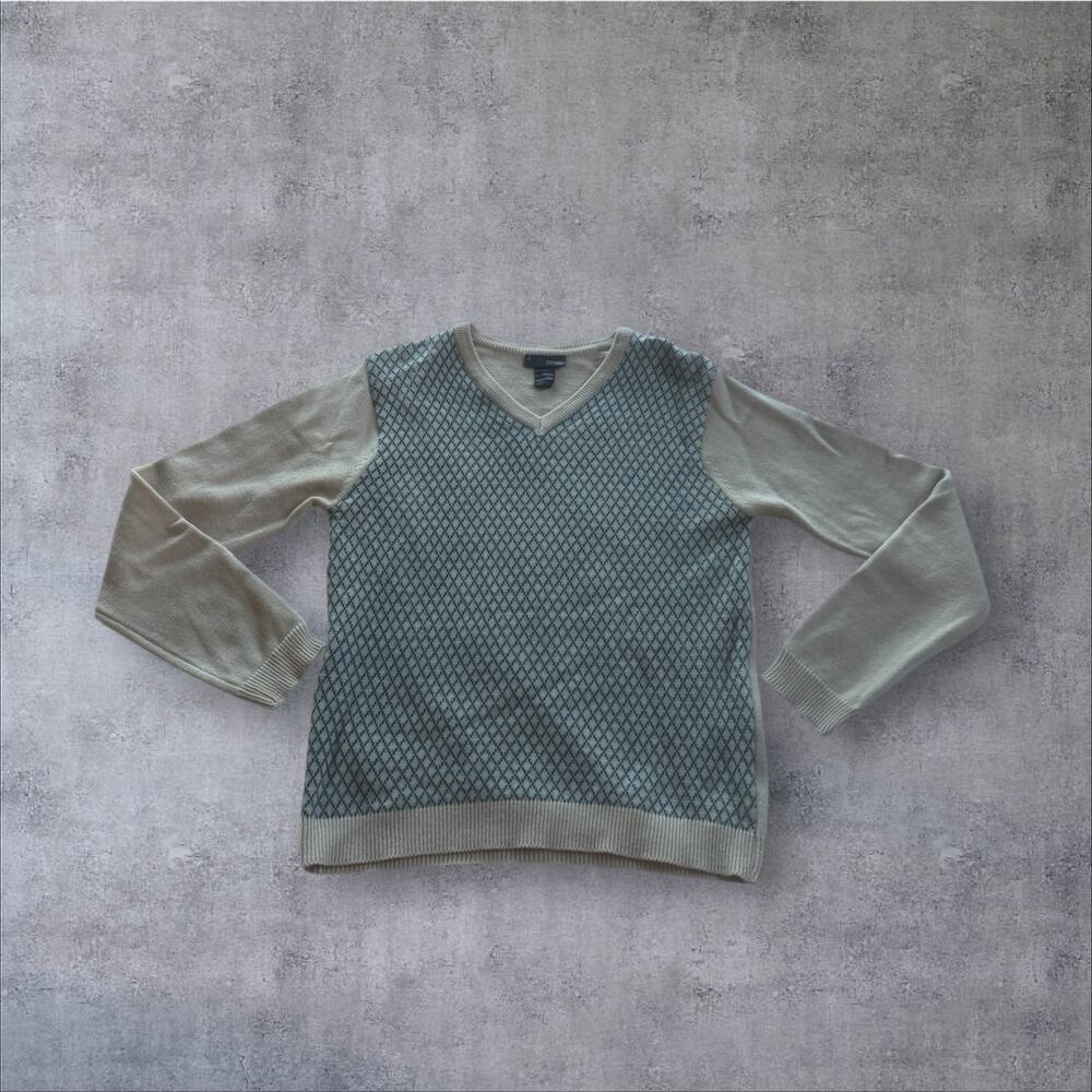 Vtg Conwell Wool Blend Diamond Argyle V-Neck Sweater Grandpa Core Men’s Med Y2K